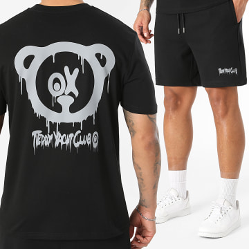 Teddy Yacht Club - Conjunto Camiseta y Pantalón Corto de chándal Simple Andrew Negro Gris
