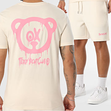 Teddy Yacht Club - Conjunto Camiseta y Pantalón Corto de chándal Simple Andrew Beige Rosa
