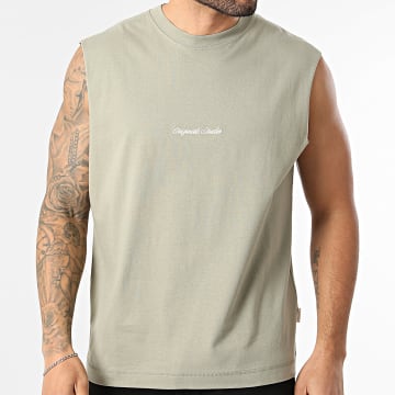 Jack And Jones - Camiseta Sin Mangas Oversize Norrebro Embroidery Verde Kaki Claro