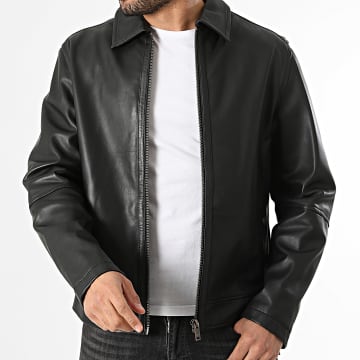 BOSS - Casaco Zíper em Couro Jogear 50552141 Preto