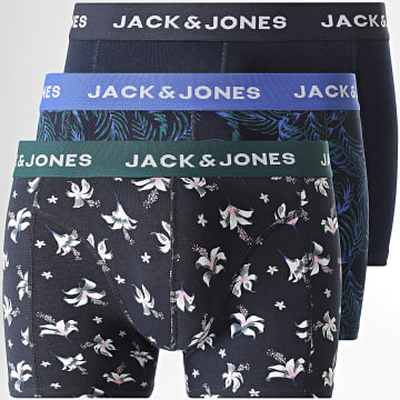 Jack And Jones - Lot De 3 Boxers Todd Flower Bleu Marine Vert Blanc Floral