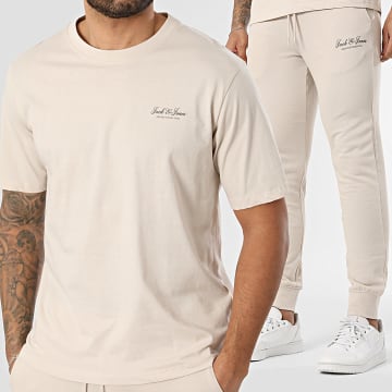 Jack And Jones - Ensemble Tee Shirt Et Pantalon Jogging Archive Graphic Beige