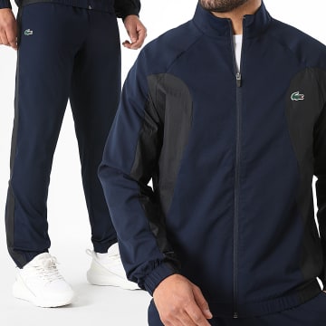 Lacoste - Ensemble De Survetement A Bandes Logo Crocodile Bleu Marine