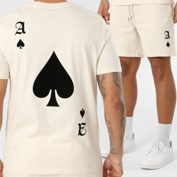 Luxury Lovers - Co-ord Set T-Shirt En Casual Short The Ace Of Spades Beige