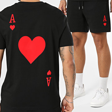 Luxury Lovers - Tracksuit T-Shirt And Jogger Short The Ace Of Hearts Black Red