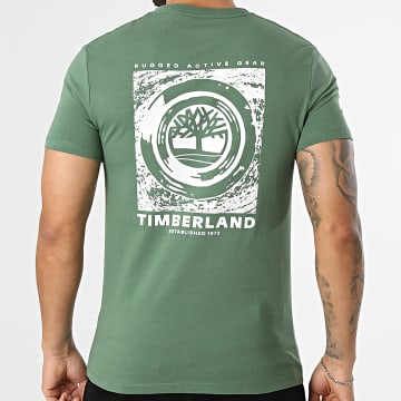 Timberland - T-Shirt Slim Rugged Logo Texture TBC0YHFX Verde