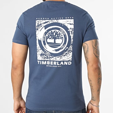 Timberland - T-Shirt Slim Rugged Logo Texture TBC0YHFX Navy Blauw
