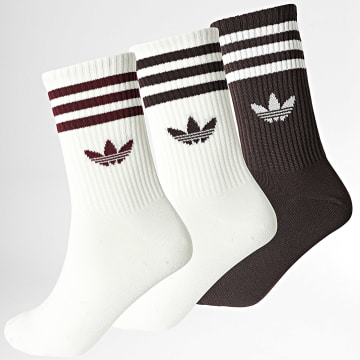 Adidas Originals - Pack van 3 paar sokken 3 Stripes Crew KD8253 Wit Bruin Bordeaux