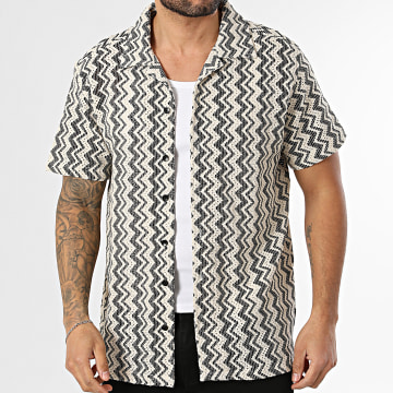 Deeluxe - Camisa Manga Curta Ajourée Badoxy T4358M Bege Preto