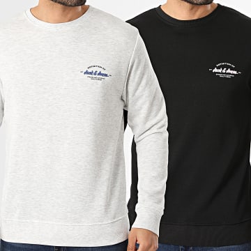 Jack And Jones - Pack de 2 Camisolas Gola Redonda Brandon Preto Cinza Mesclado