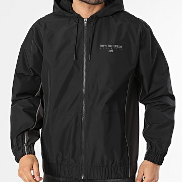 New Balance - Casaco Capuz Zíper Relaxed Fit MJ61A4P8 Preto Cinza Antracite