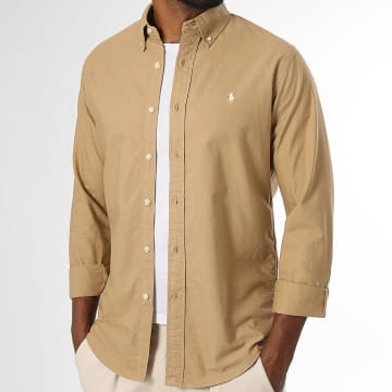 Polo Ralph Lauren - Langarmhemd Custom Fit Original Player Dunkelbeige