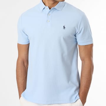 Polo Ralph Lauren - Polo Manga Curta Texturizado Custom Slim Fit Original Player Azul Claro