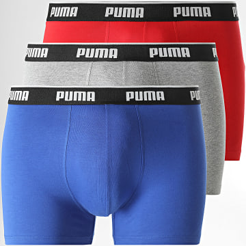 Puma - Lot De 3 Boxers 701234187 Bleu Roi Rouge Gris Chiné