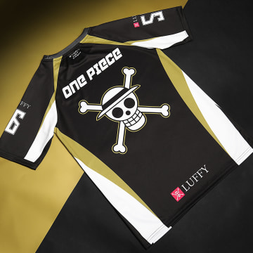 One Piece - Camiseta collector Jersey Skull Luffy Negro Oro Blanco