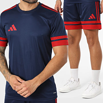 Adidas Sportswear - Ensemble Tee Shirt Et Short Jogging Squa 25 JG5833 JH3408 Bleu Marine Rouge