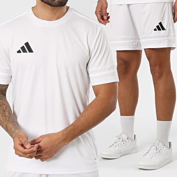 Adidas Sportswear - Ensemble Tee Shirt Et Short Jogging Squa 25 JG5834 JH3406 Blanc Noir