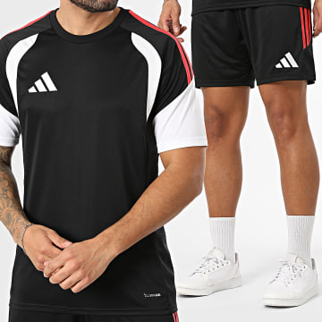 Adidas Sportswear - Ensemble Tee Shirt Et Short Jogging A Bandes Tiro 26 KB1357 KA8776 Noir Rouge Blanc