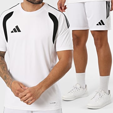 Adidas Sportswear - Ensemble Tee Shirt Et Short Jogging A Bandes Tiro 26 KB1352 KA8775 Blanc Noir