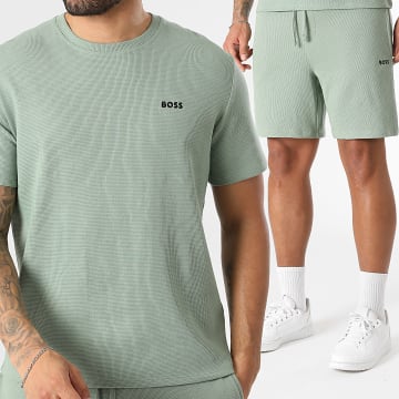 BOSS - Conjunto Camiseta Y Pantalón Corto de chándal Waffle 50535891 50535884 Verde Claro