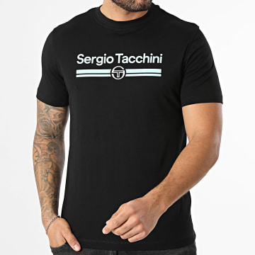 Sergio Tacchini - T-Shirt Marchio 41200 Nero Turchese