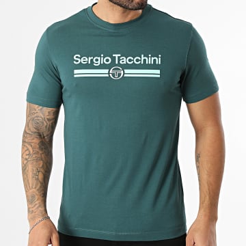 Sergio Tacchini - T-Shirt Marchio 41200 Verde Bottiglia Turchese