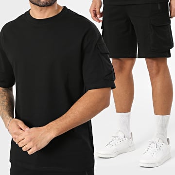 Zayne Paris  - Ensemble Tee Shirt Et Short Cargo 275 Noir