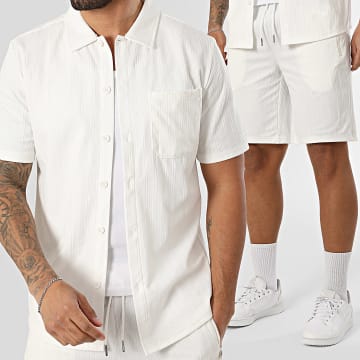 Zayne Paris  - Ensemble Chemise Manches Courtes Et Short Jogging 301 Beige Clair