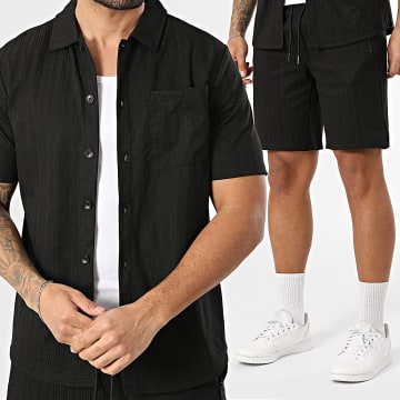 Zayne Paris  - Ensemble Chemise Manches Courtes Et Short Jogging 301 Noir