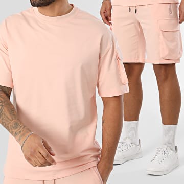 Zayne Paris  - Ensemble Tee Shirt Et Short Cargo 275 Rose