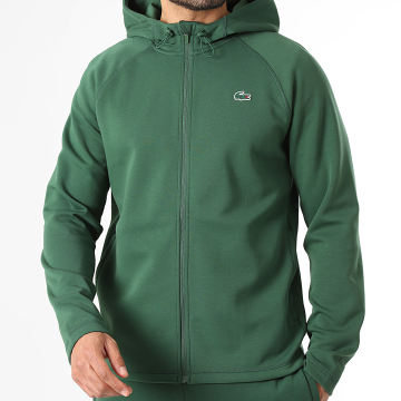 Lacoste - Veste Zippée Capuche Logo Crocodile Vert Foncé