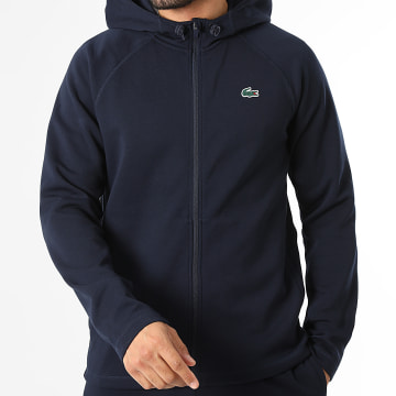Lacoste - Veste Zippée Capuche Logo Crocodile Bleu Marine