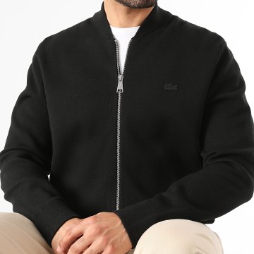 Lacoste - Veste Zippée Logo Brodé Crocodile Ton Sur Ton Noir