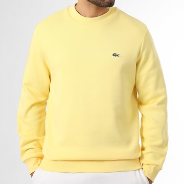 Lacoste - Sweat Crewneck Classic Fit Logo Brodé Crocodile Jaune