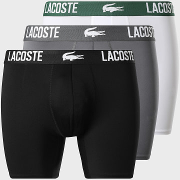 Lacoste - Lot De 3 Boxers Classic Noir Gris Blanc Vert
