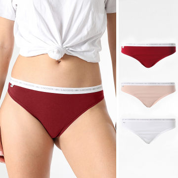 Lacoste - Set van 3 Strings Dames Classic Bordeaux Wit Beige
