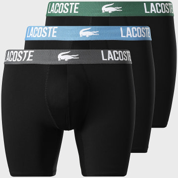 Lacoste - Lot De 3 Boxers Classic Noir Vert Gris Bleu Clair