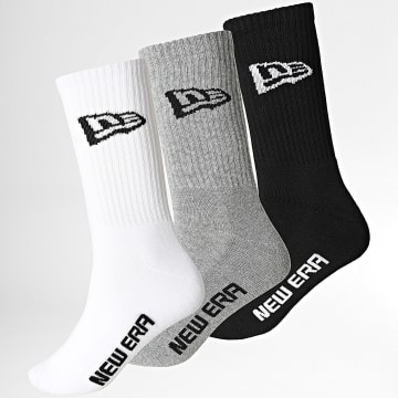New Era - Lot De 3 Paires De Chaussettes Flag Crew 60684233 Blanc Gris Chiné Noir