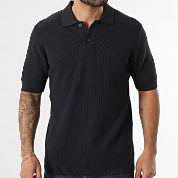 Only And Sons - Short Sleeve Polo Tony Waffle Navy Blue