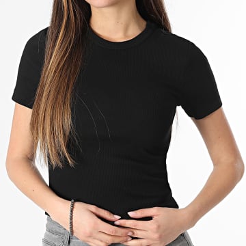 Only - Camiseta de manga larga Rib mujer Val negra