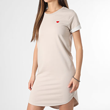 Only - Robe Tee Shirt Femme Ivy Beige