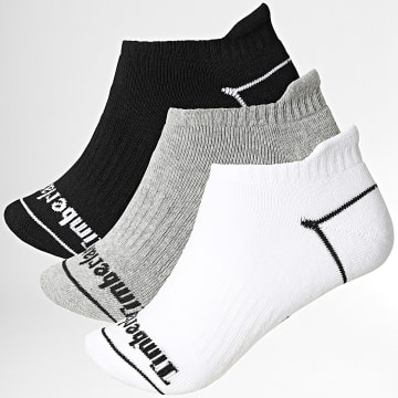 Timberland - Set van 3 Paar Sokken Cushioned No Show Socks A6BA3 Zwart Wit Gemêleerd Grijs