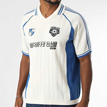 Frilivin - Polo Manches Courtes Maille 327 Beige Clair Bleu Roi