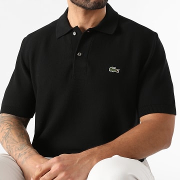 Lacoste - Polo Manga Corta Logo Bordado Cocodrilo Negro