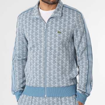 Lacoste - Veste Zippée Logo Brodé Crocodile Regular Fit Bleu Clair