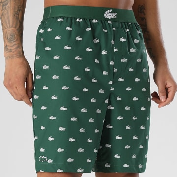 Lacoste - Short Jogging Logo Crocodile Imprimé Vert Foncé