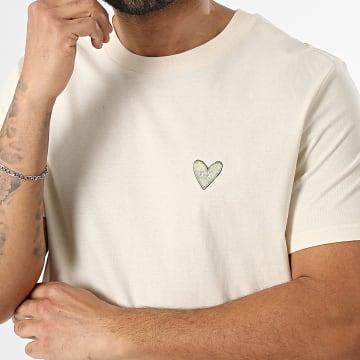 Luxury Lovers - T-Shirt Oversize Khaki Heart Embroidery Bege