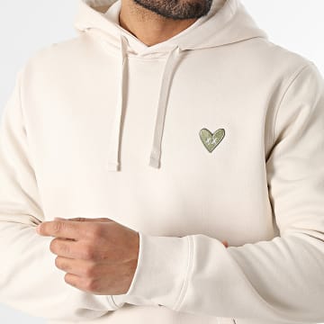 Luxury Lovers - Sweat Capuche Khaki Heart Embroidery Beige