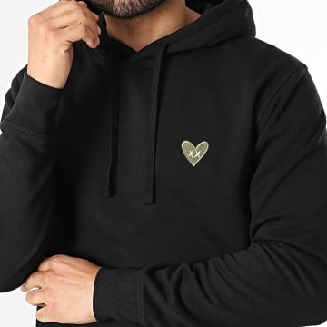 Luxury Lovers - Sweat Capuche Khaki Heart Embroidery Noir