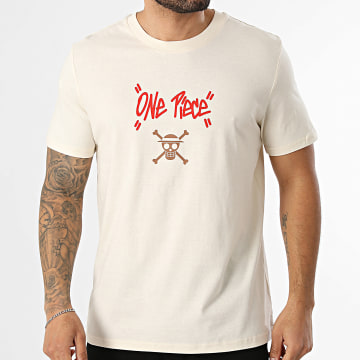 One Piece - T-Shirt Oversize Large Luffy Graff Bege